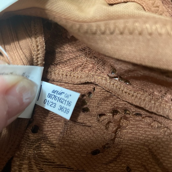 Aerie Juniors Womens Large Brown Ribbed Pull On Bralette Lace Back Shelf Bra NWT - Picture 7 of 7